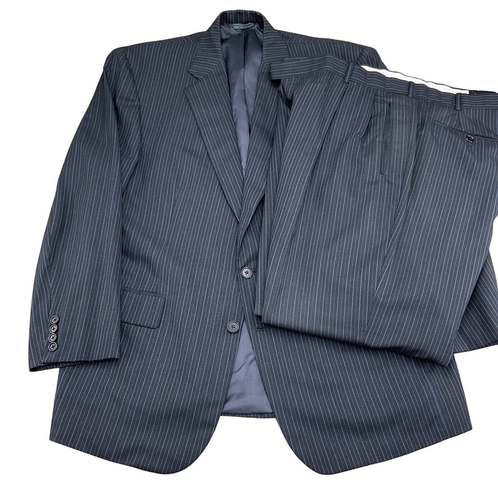 Joseph Scafidi Suit Men 44R Gray Blue Pinstripe Bespoke Classic Career Party 2pc